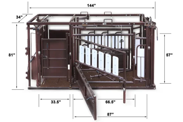 Deluxe Cattle Squeeze with Palpation Chamber, 144"x48"x80",